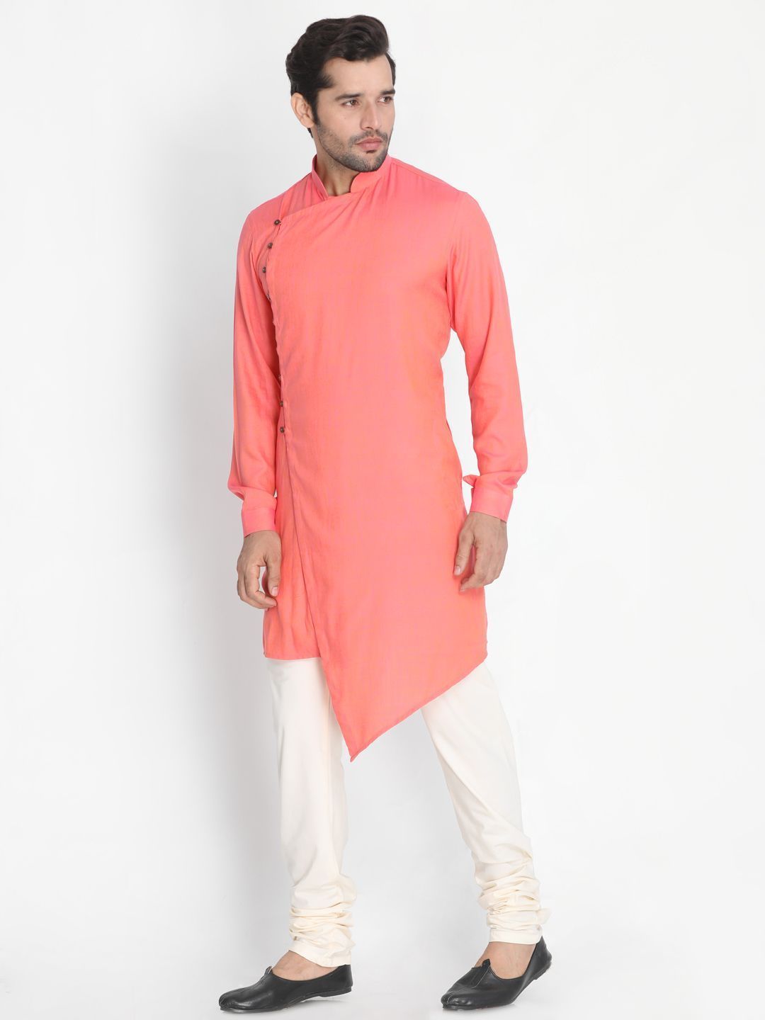Men's Pink Cotton Blend Kurta and Pyjama Set