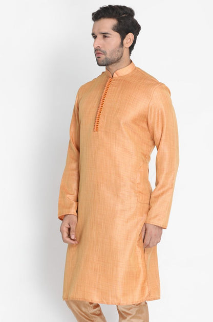 Men's Pink Cotton Silk Blend Kurta
