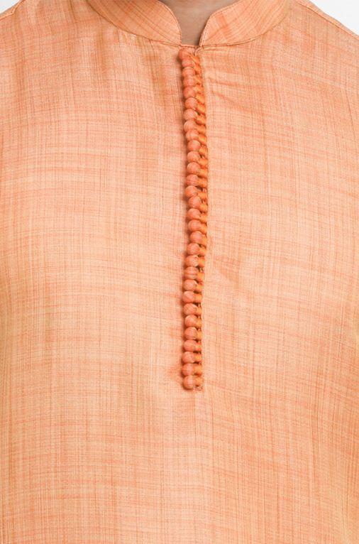 Men's Pink Cotton Silk Blend Kurta