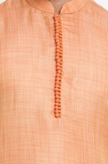 Men's Pink Cotton Silk Blend Kurta