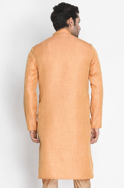Men's Pink Cotton Silk Blend Kurta
