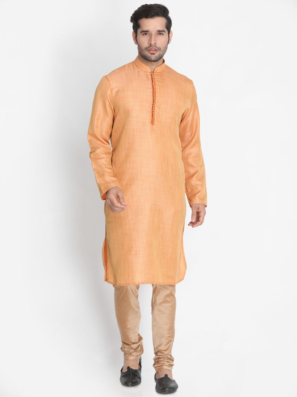 Men's Pink Cotton Silk Blend Kurta