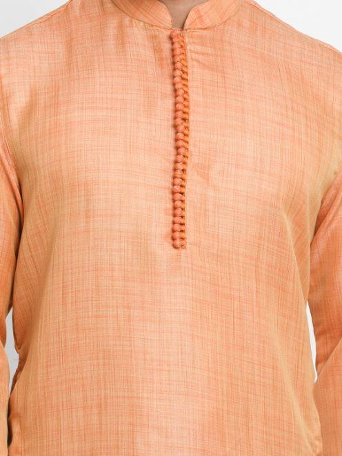 Men's Pink Cotton Silk Blend Kurta and Pyjama Set