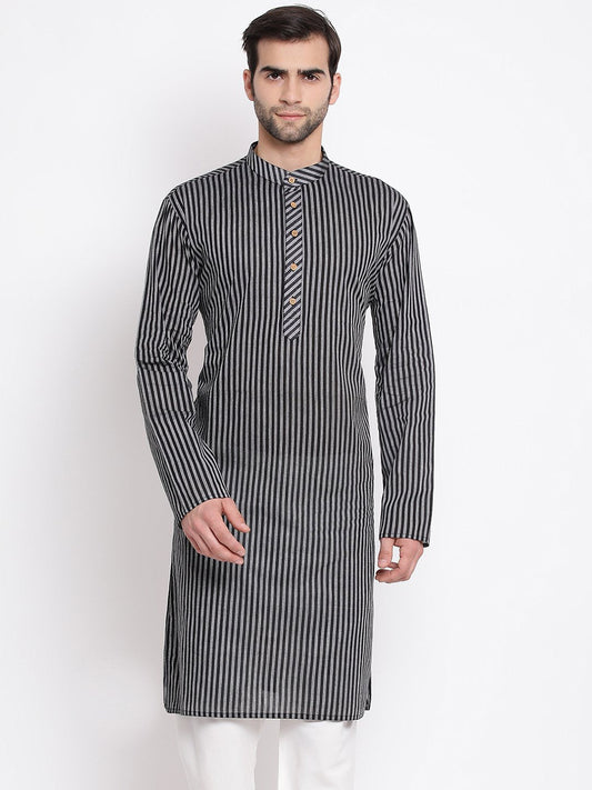 Men's Black Cotton Kurta