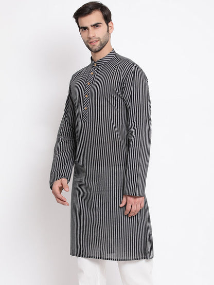 Men's Black Cotton Kurta