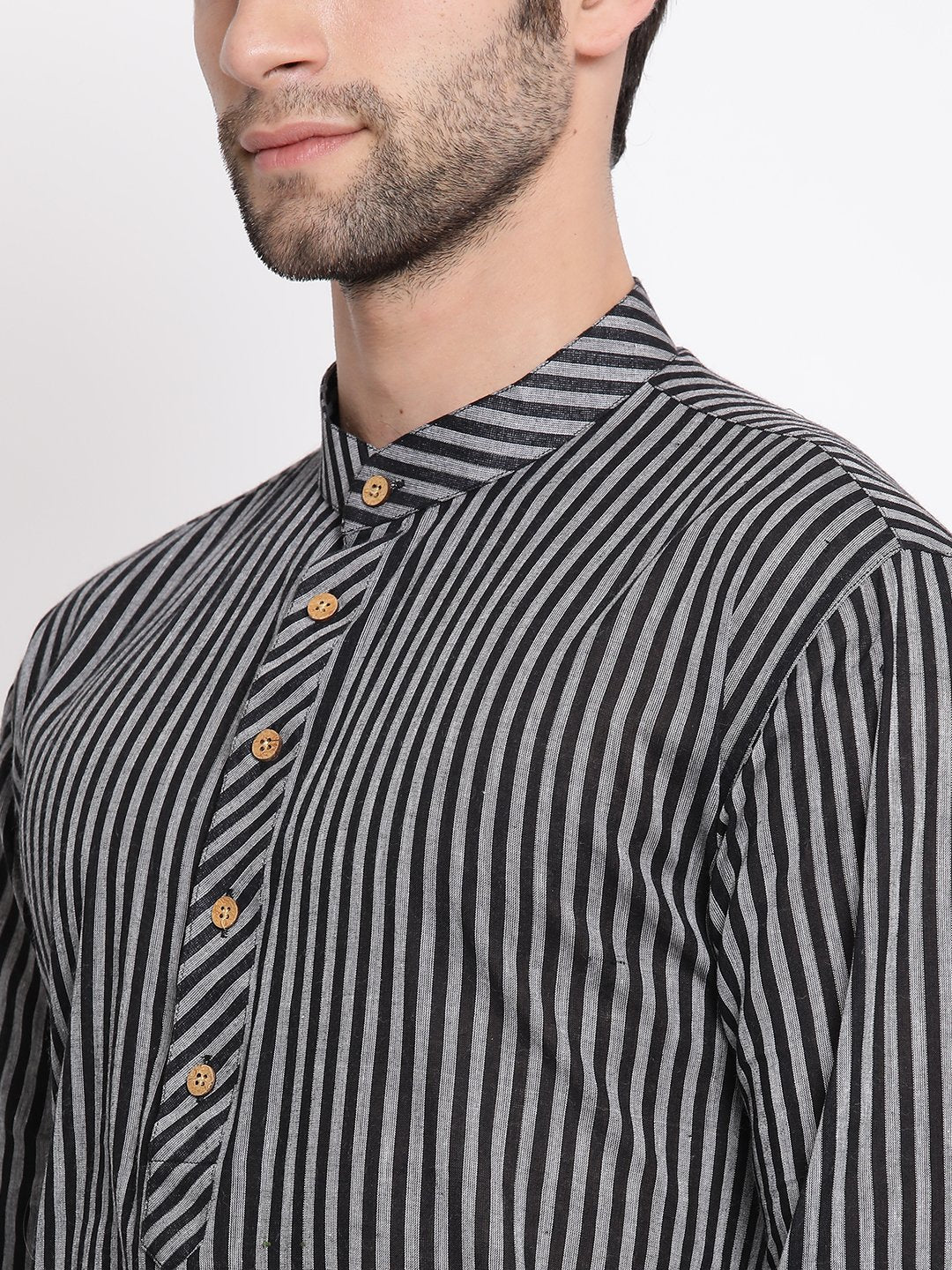 Men's Black Cotton Kurta