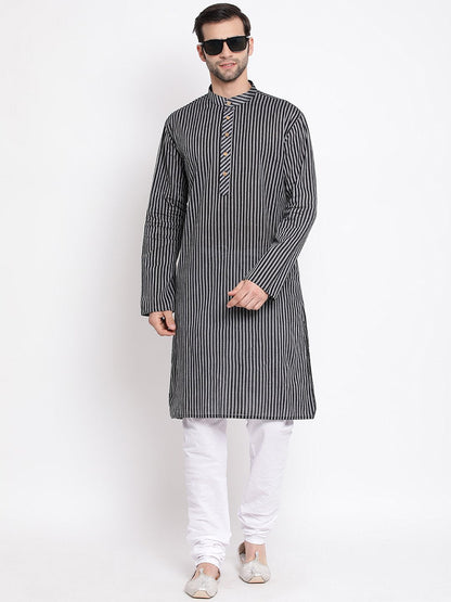 Men's Black Cotton Kurta