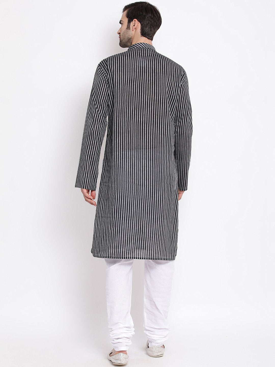 Men's Black Cotton Kurta and Pyjama Set