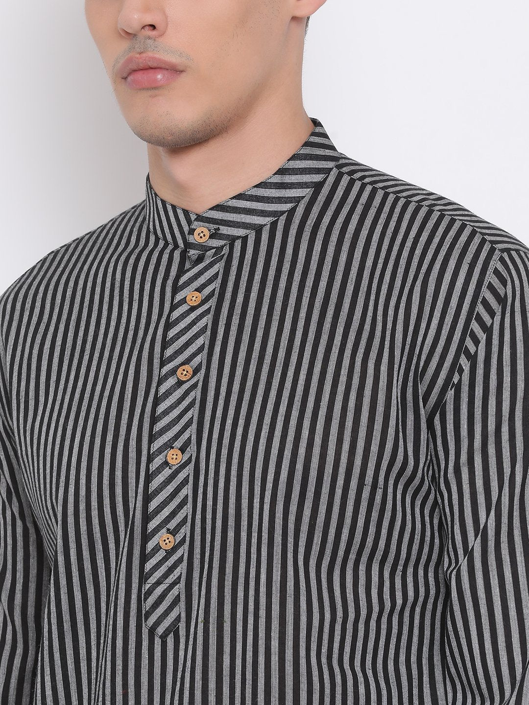Men's Black Cotton Kurta and Pyjama Set