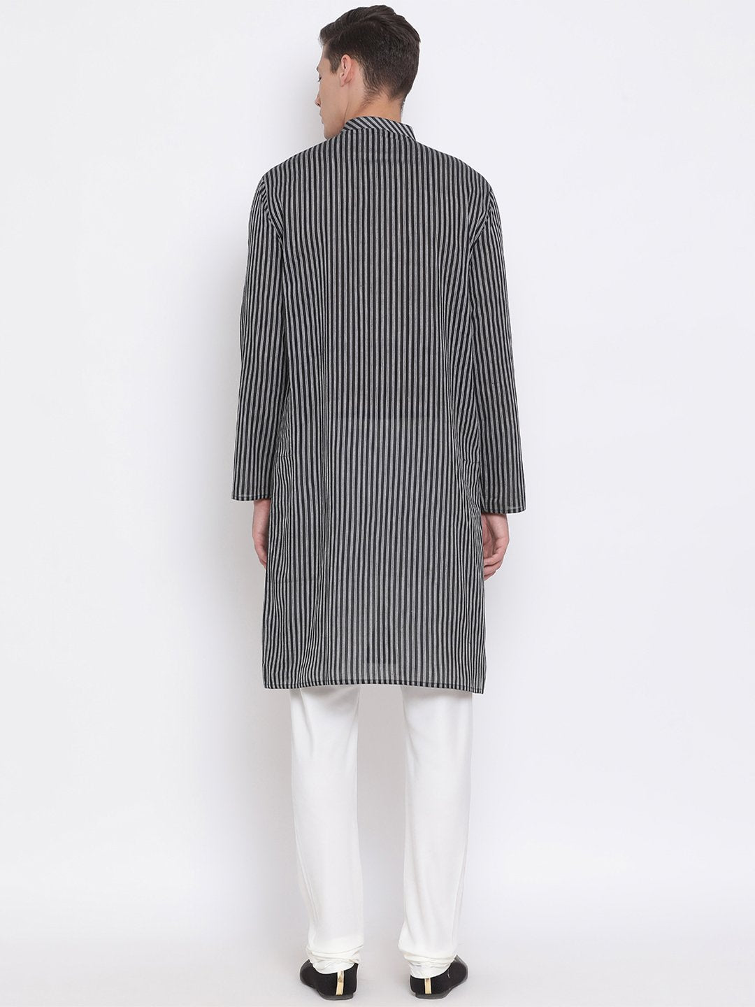 Men's Black Cotton Kurta and Pyjama Set