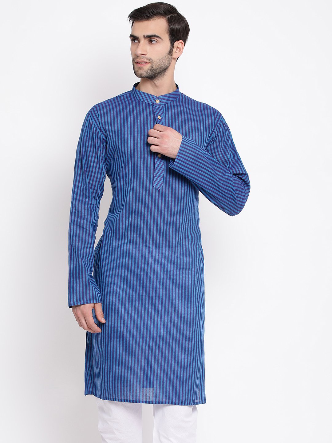 Men's Blue Cotton Kurta