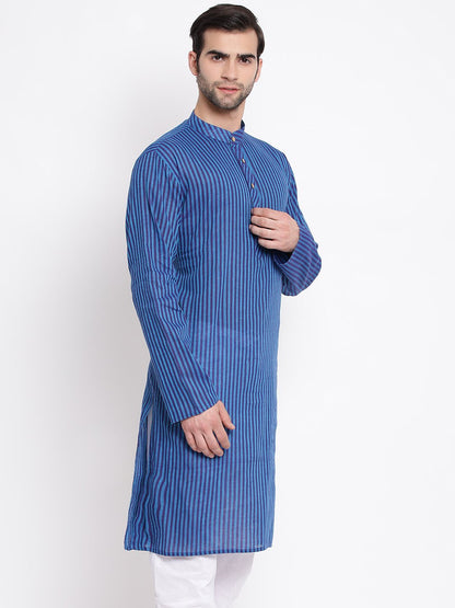 Men's Blue Cotton Kurta