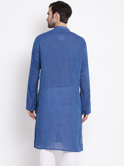 Men's Blue Cotton Kurta