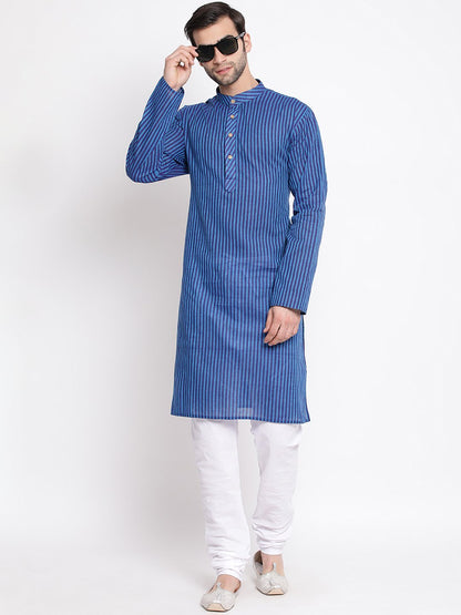 Men's Blue Cotton Kurta