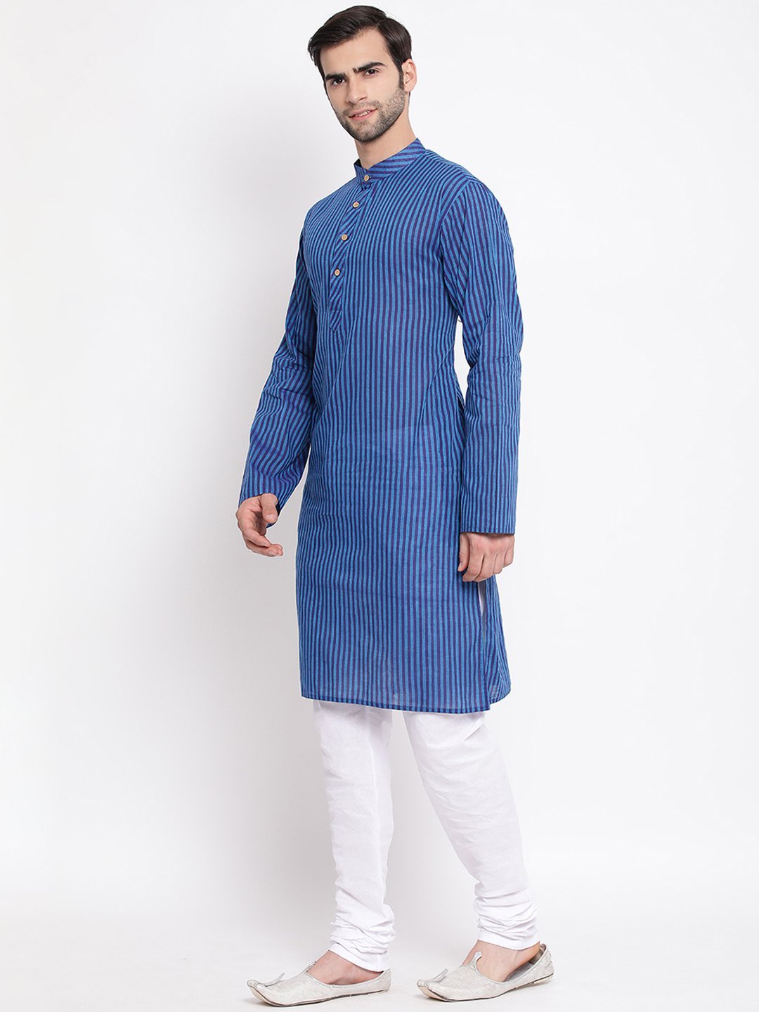 Men's Blue Cotton Kurta and Pyjama Set
