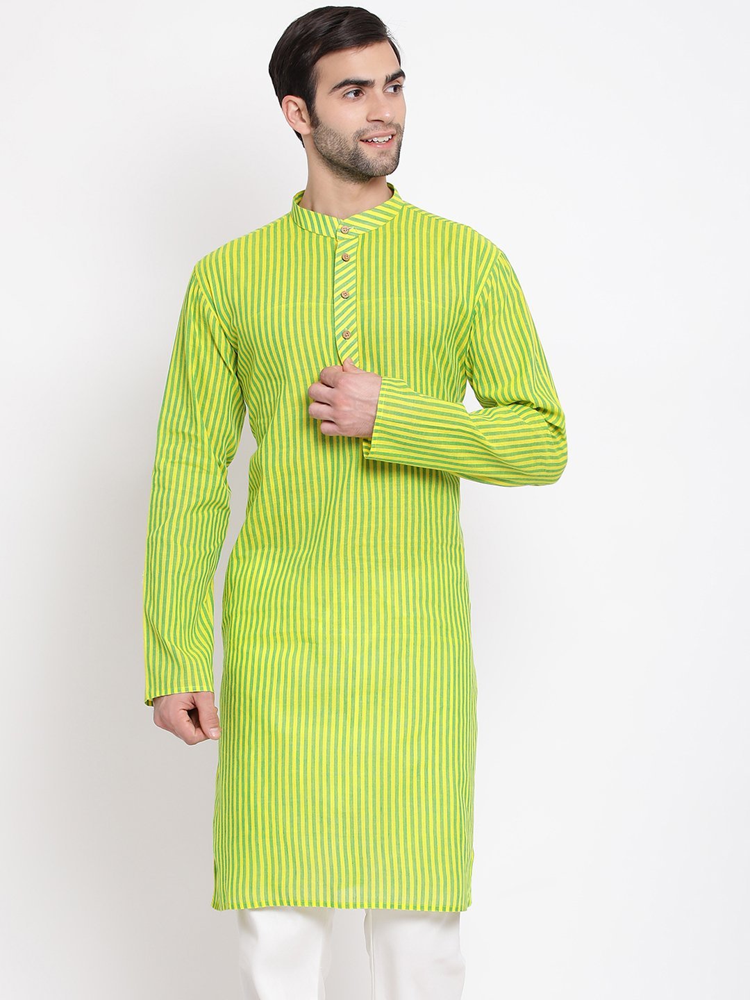 Men's Green Cotton Kurta