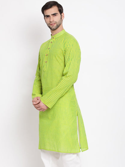 Men's Green Cotton Kurta