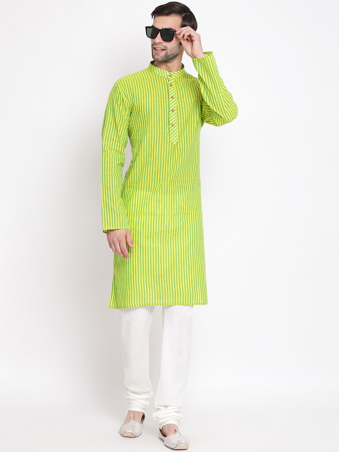 Men's Green Cotton Kurta