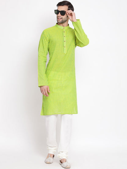 Men's Green Cotton Kurta
