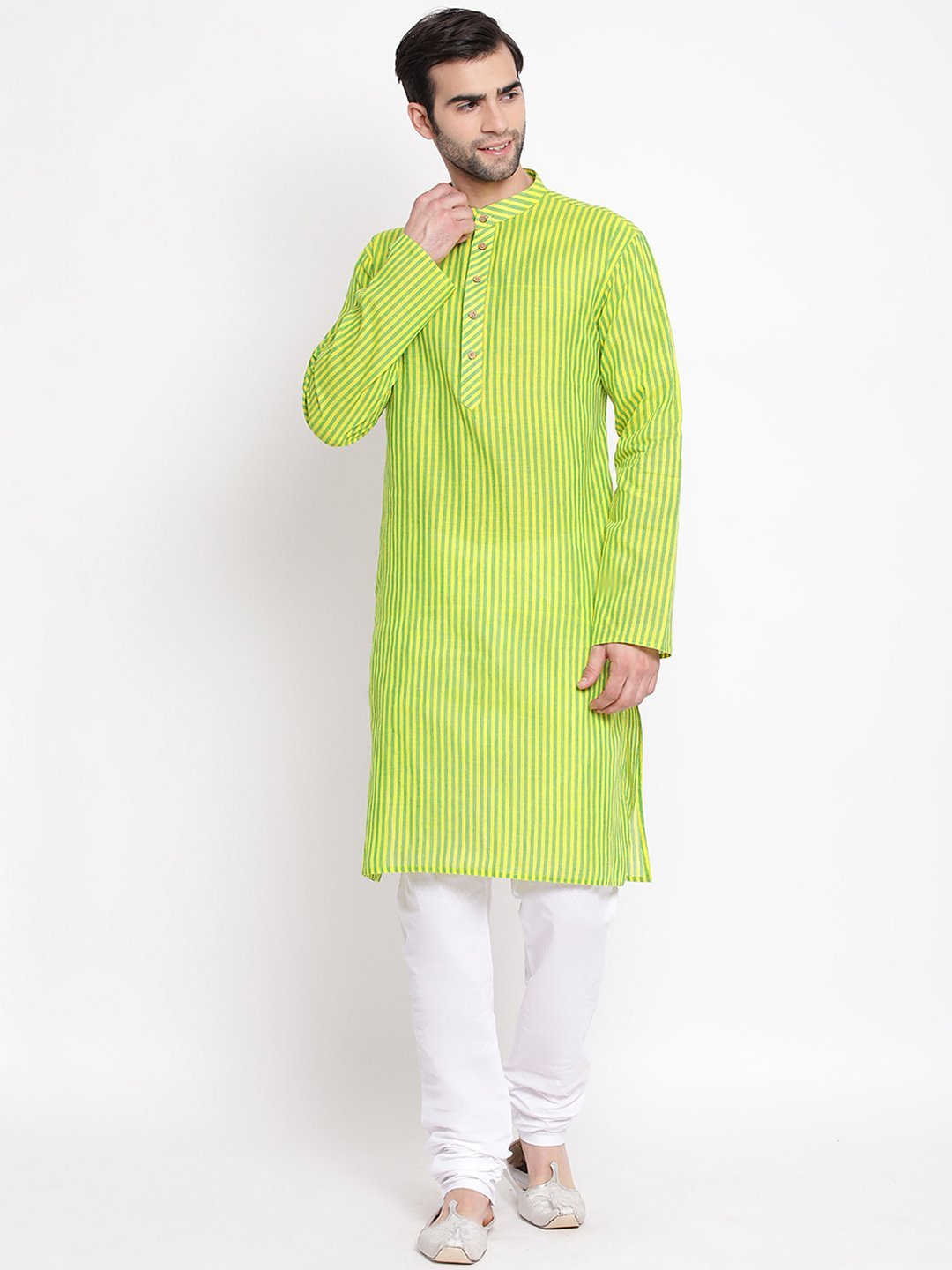 Men's Green Cotton Kurta and Pyjama Set