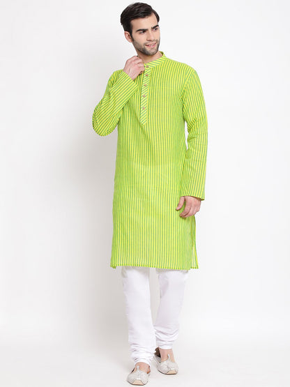 Men's Green Cotton Kurta and Pyjama Set