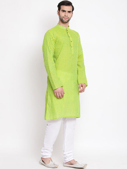 Men's Green Cotton Kurta and Pyjama Set