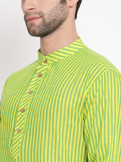 Men's Green Cotton Kurta and Pyjama Set