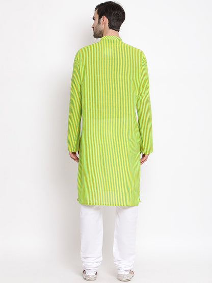 Men's Green Cotton Kurta and Pyjama Set