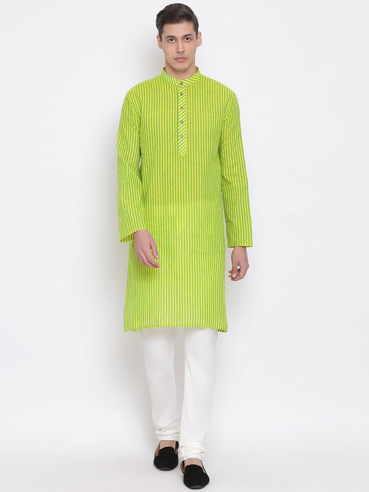 Men's Green Cotton Kurta and Pyjama Set
