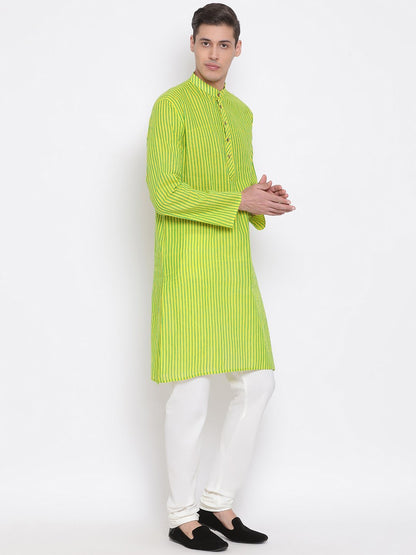 Men's Green Cotton Kurta and Pyjama Set