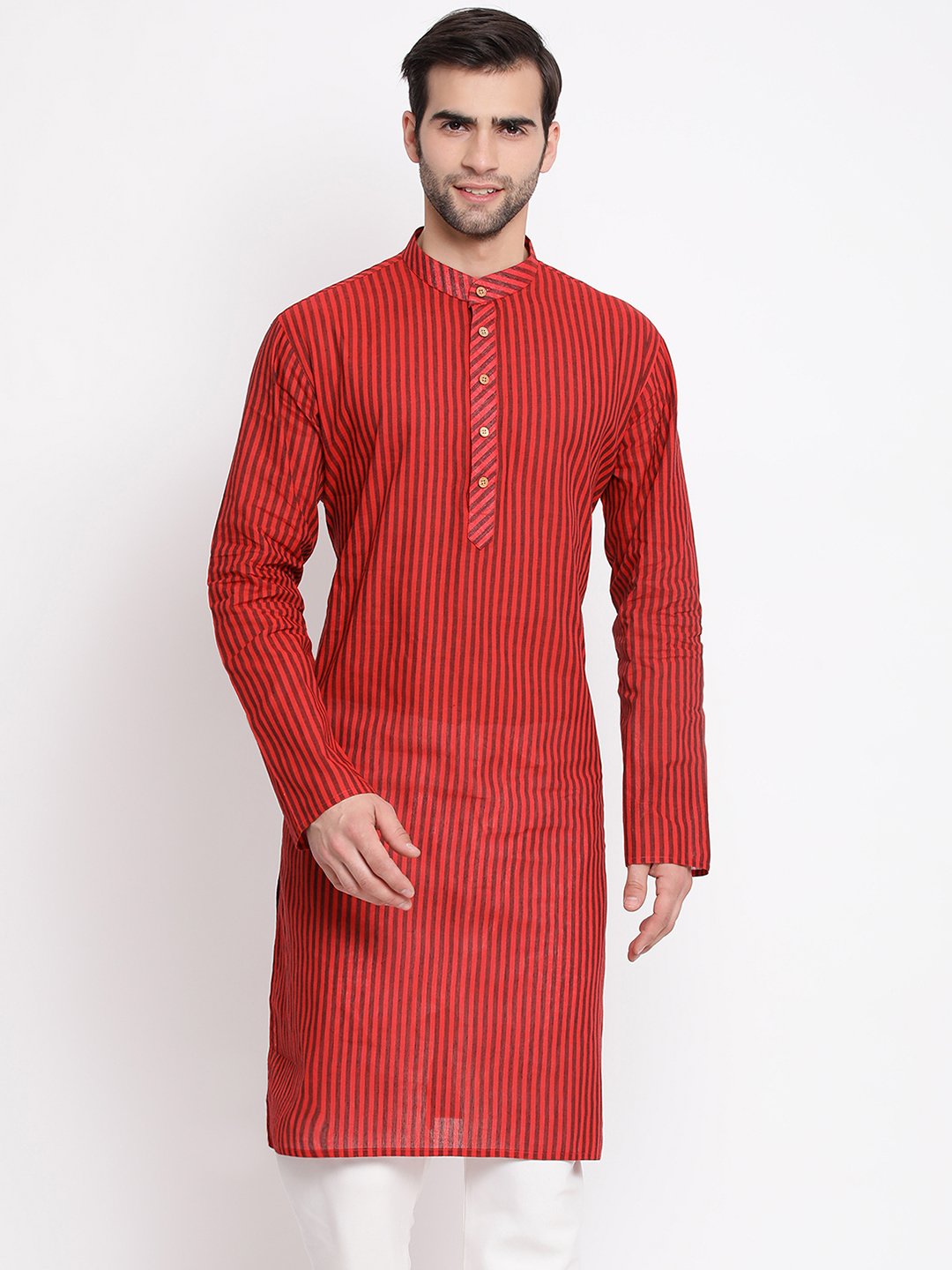 Men's Maroon Cotton Kurta