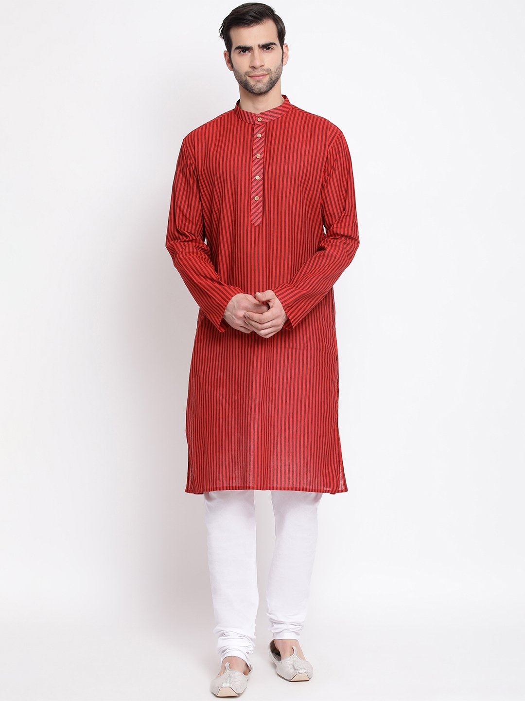 Men's Maroon Cotton Kurta and Pyjama Set