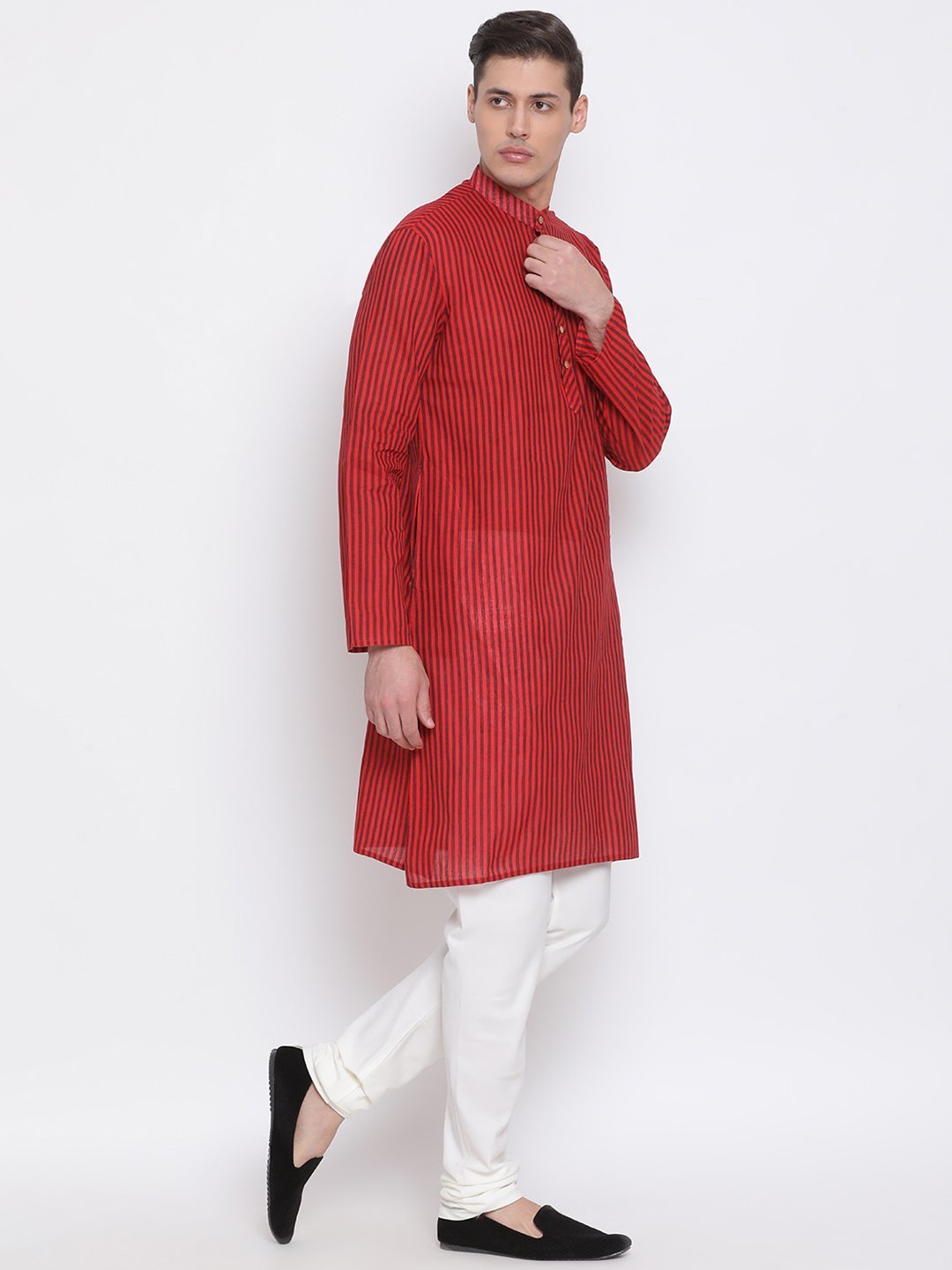 Men's Maroon Cotton Kurta and Pyjama Set
