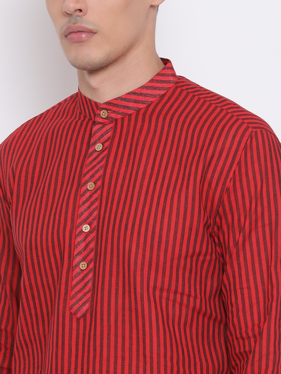 Men's Maroon Cotton Kurta and Pyjama Set