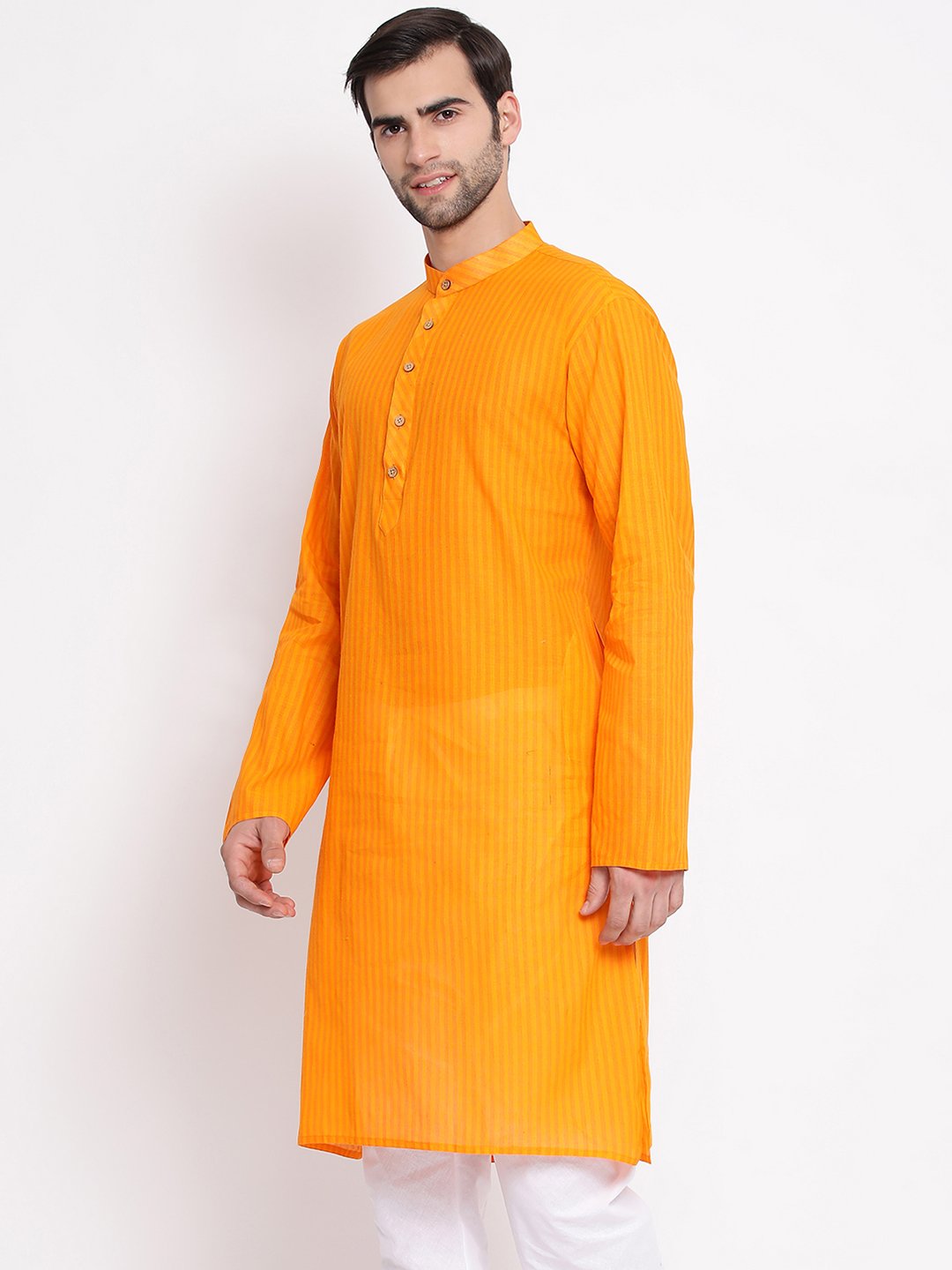 Men's Orange Cotton Kurta