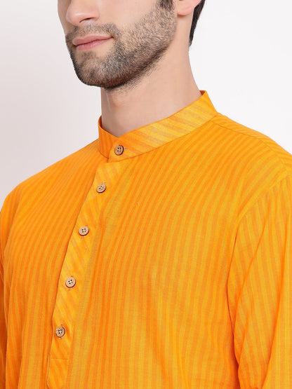 Men's Orange Cotton Kurta