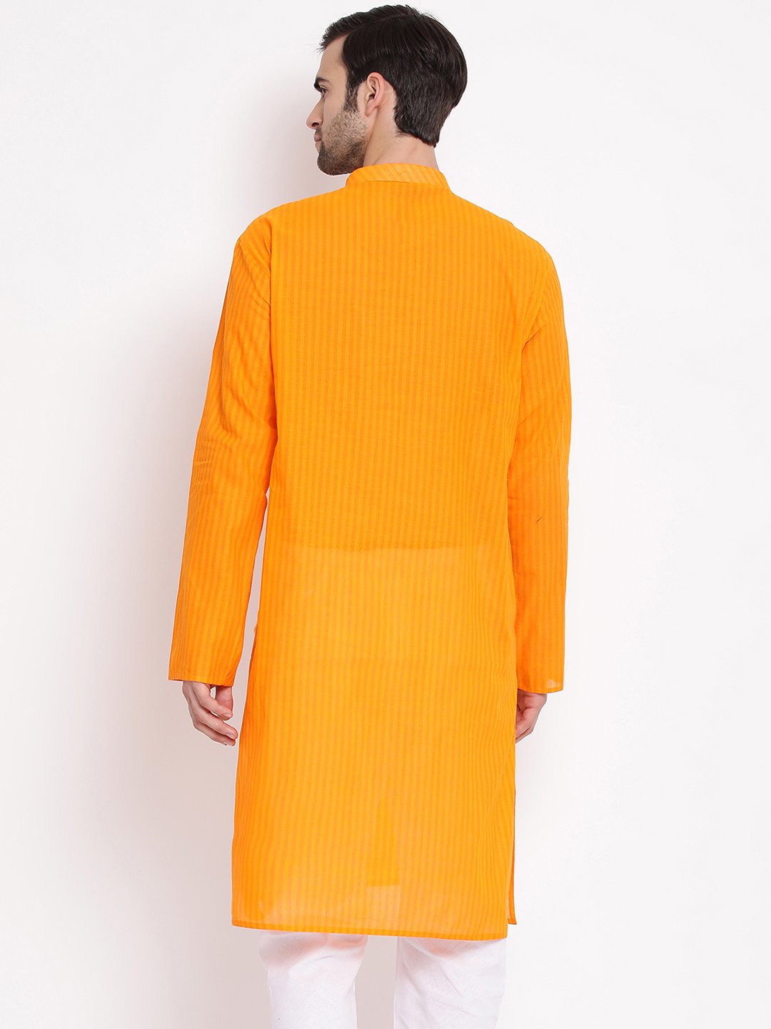 Men's Orange Cotton Kurta