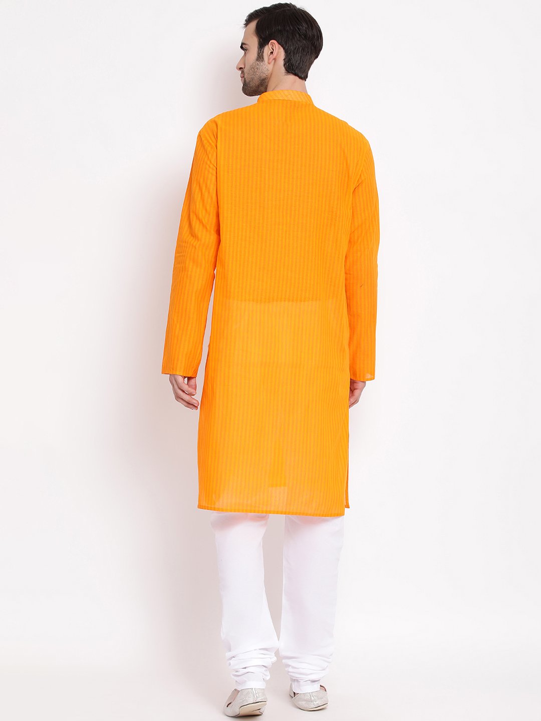 Men's Orange Cotton Kurta and Pyjama Set