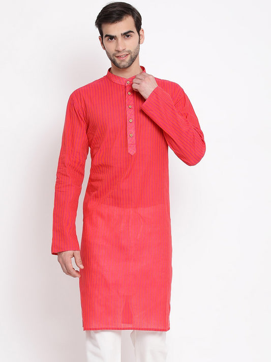 Men's Pink Cotton Kurta