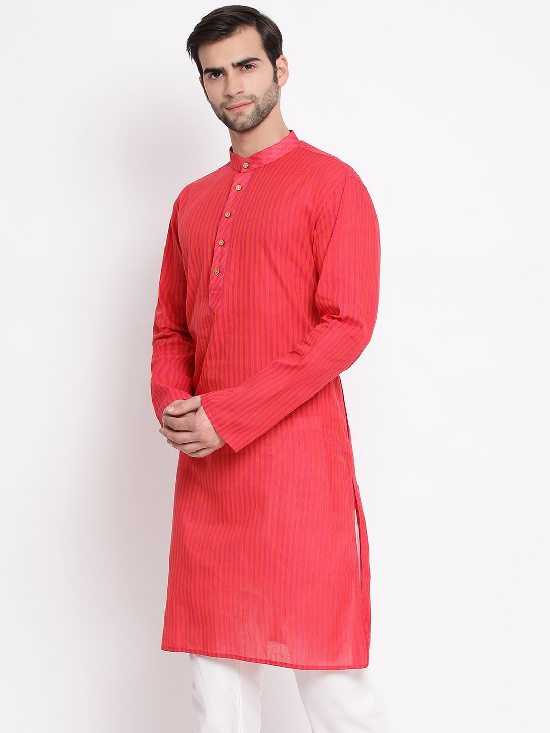 Men's Pink Cotton Kurta