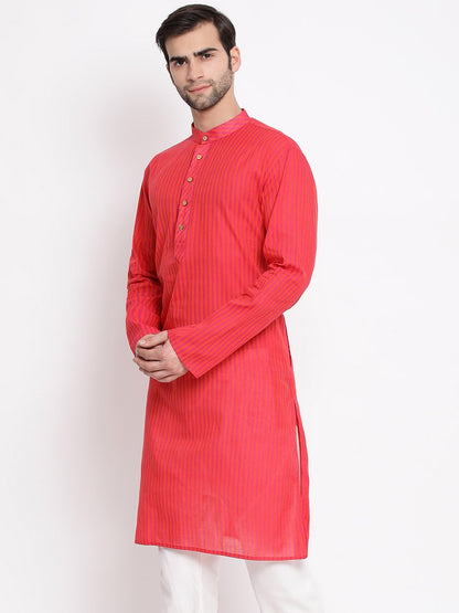Men's Pink Cotton Kurta