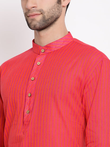 Men's Pink Cotton Kurta
