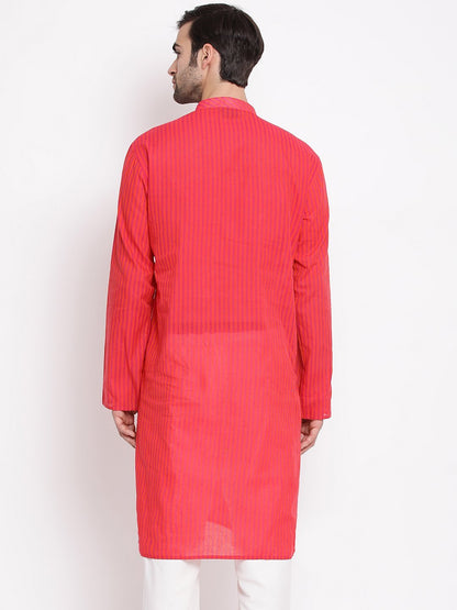Men's Pink Cotton Kurta