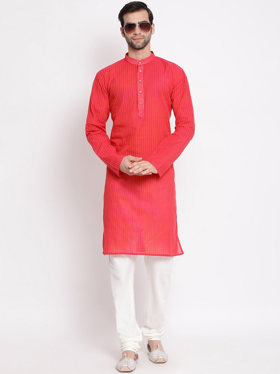 Men's Pink Cotton Kurta