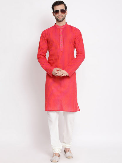 Men's Pink Cotton Kurta