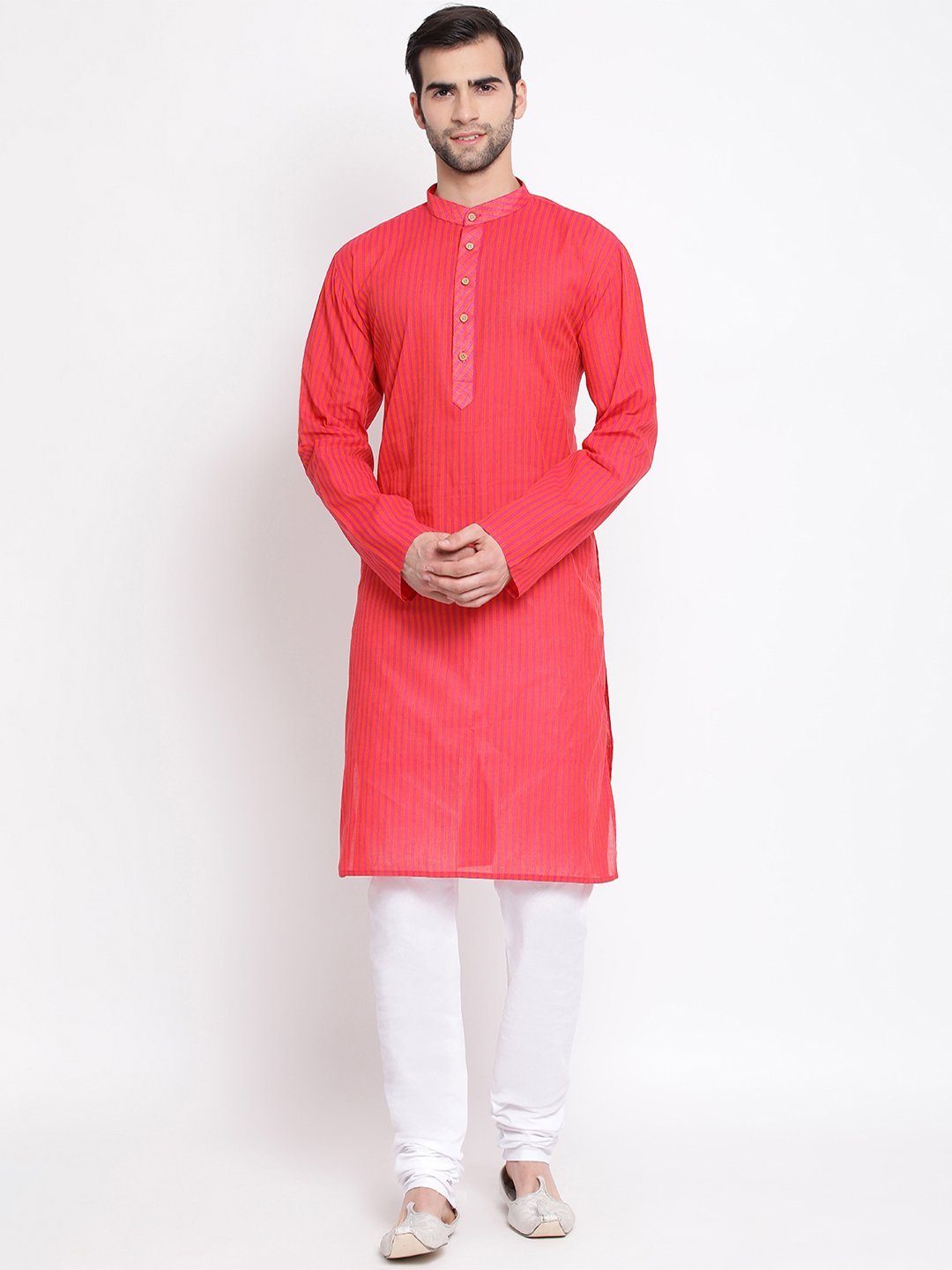Men's Pink Cotton Kurta and Pyjama Set