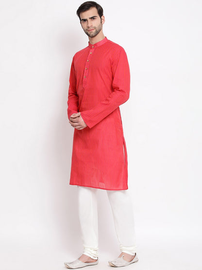 Men's Pink Cotton Kurta and Pyjama Set