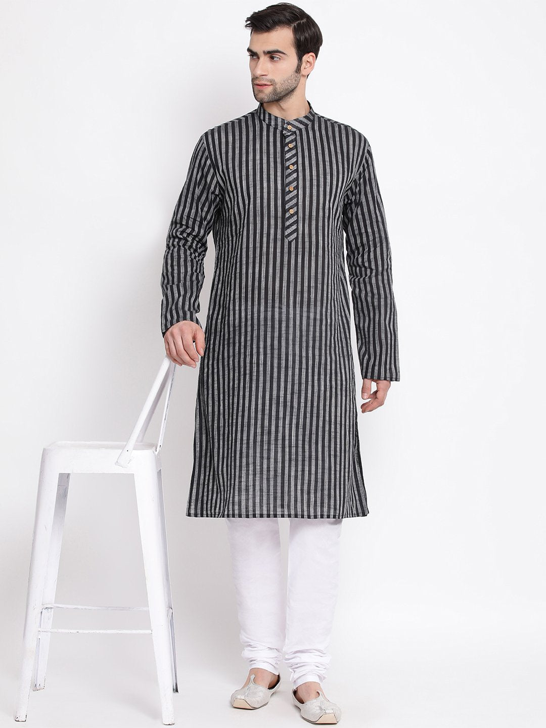 Men's Black Cotton Kurta