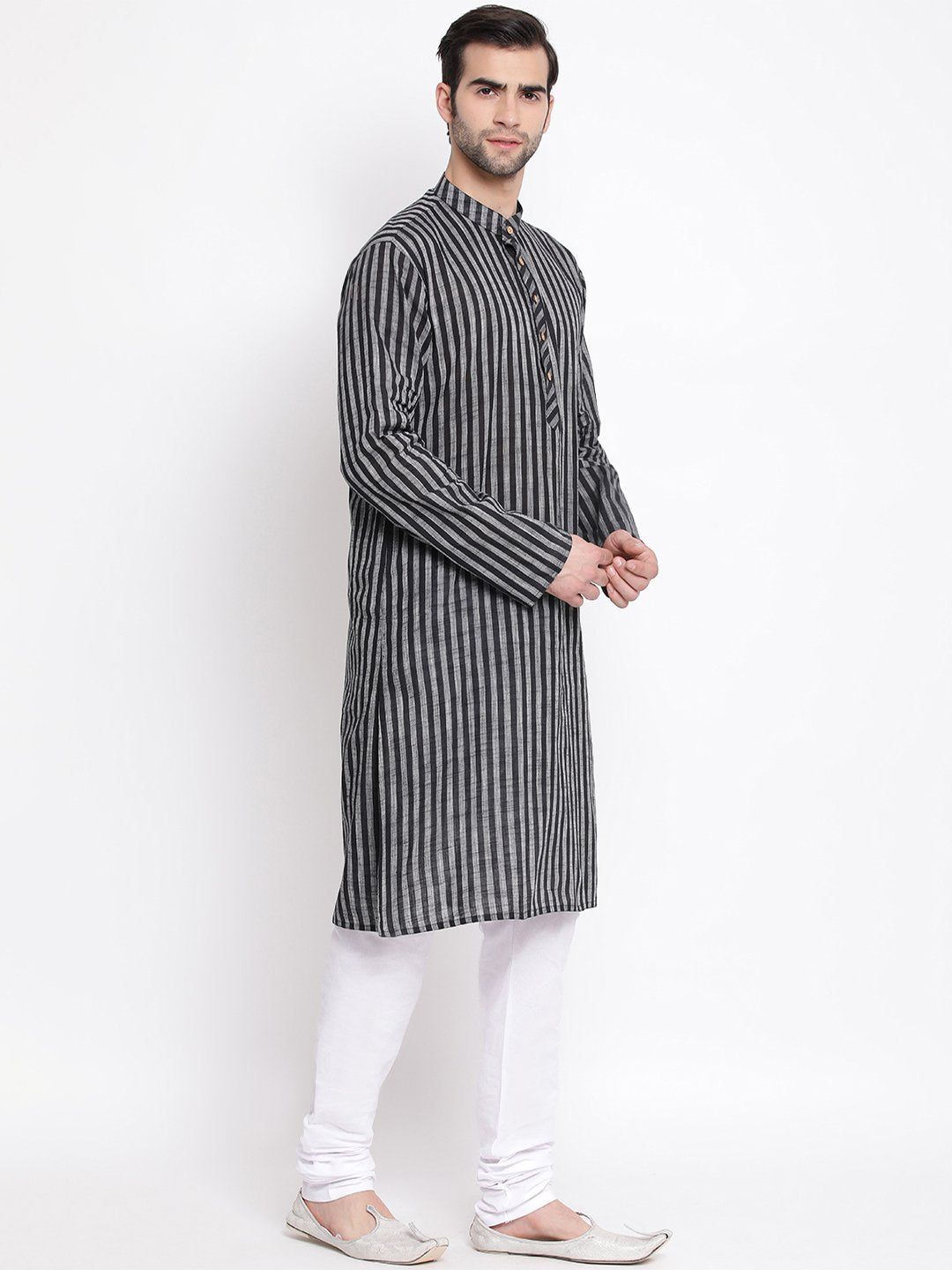Men's Black Cotton Kurta and Pyjama Set