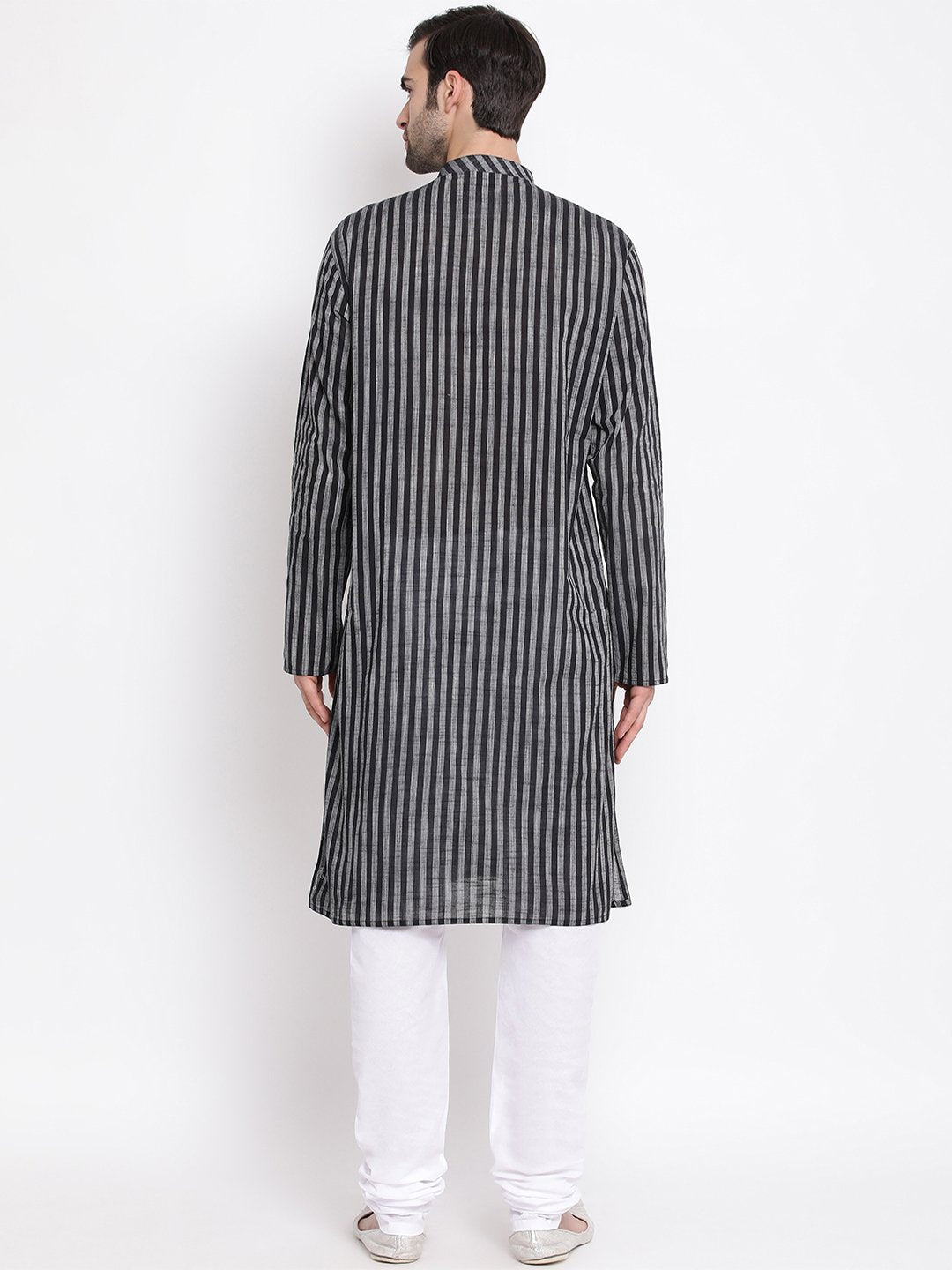 Men's Black Cotton Kurta and Pyjama Set